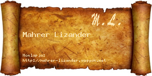 Mahrer Lizander névjegykártya